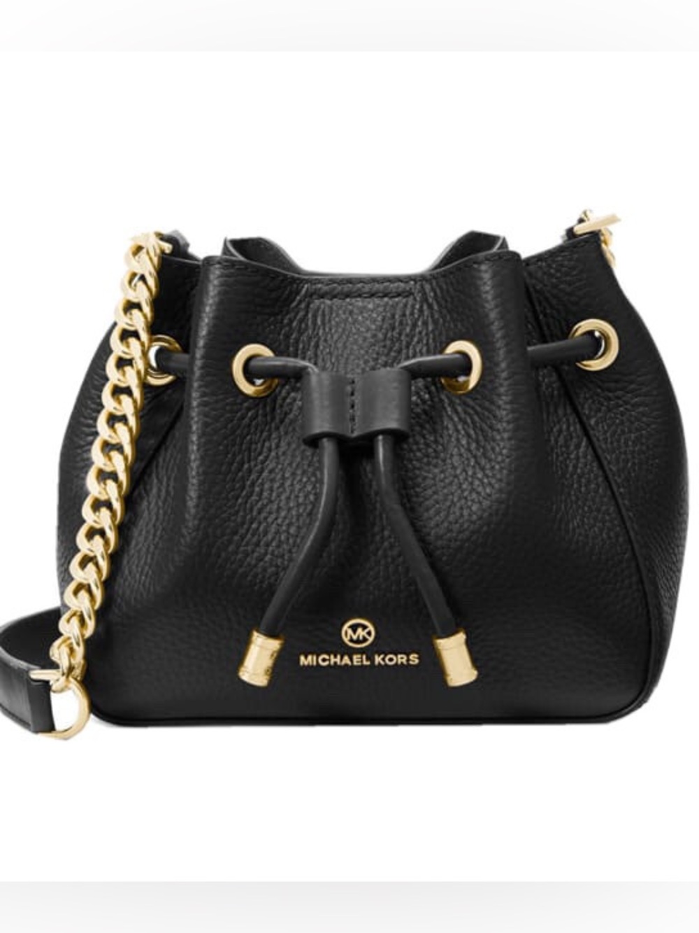 Michael Kors Phoebe Bucket Crossbody Leather Drawstring Bag Black MINI